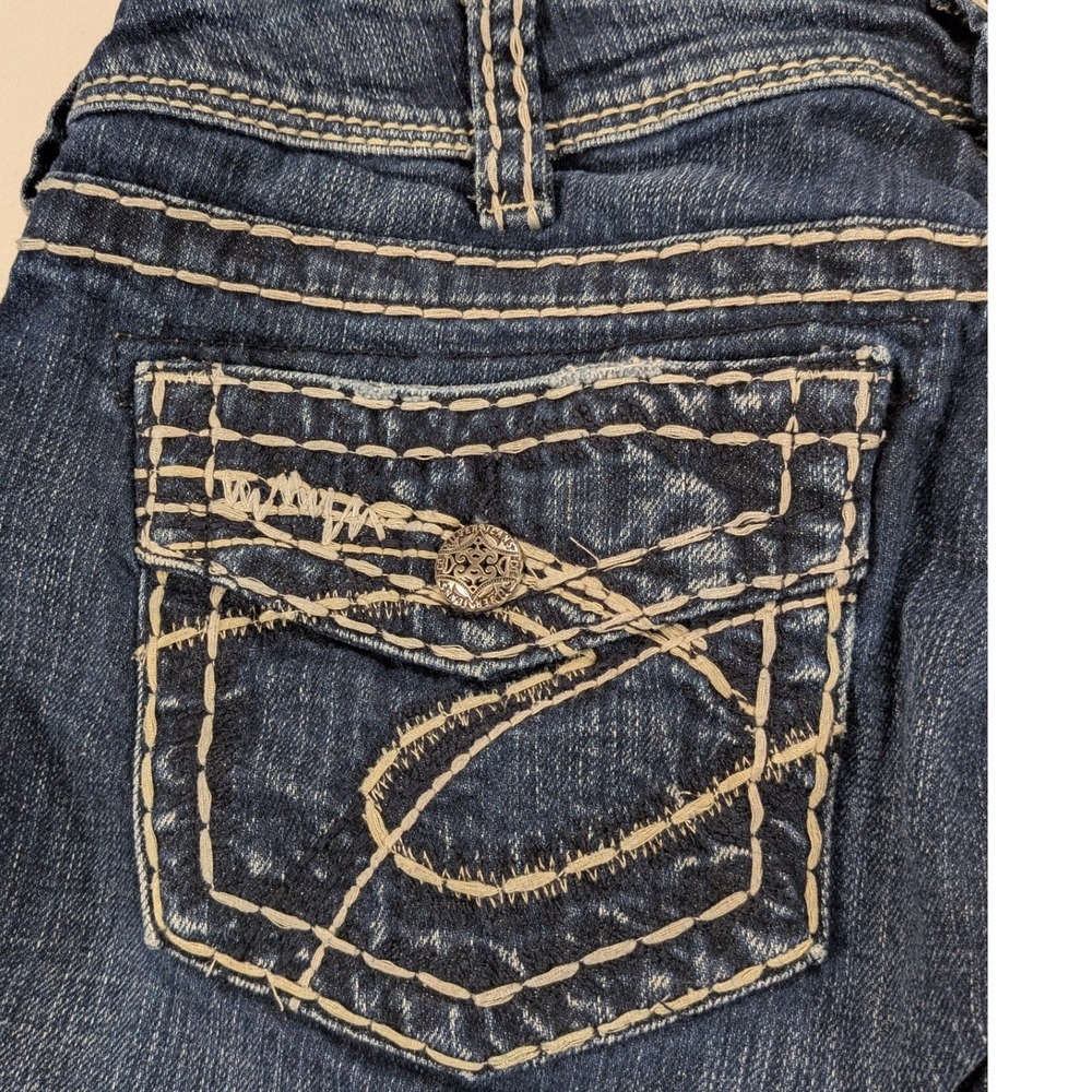 VTG Silver Jeans Suki Mid Straight Premium Denim 32 Bleach distress Preppy Y2k - Picture 6 of 11